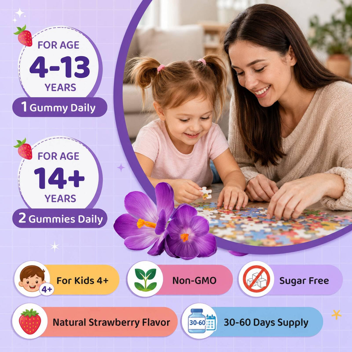 Gummies de safran isLandear avec enfants souriants