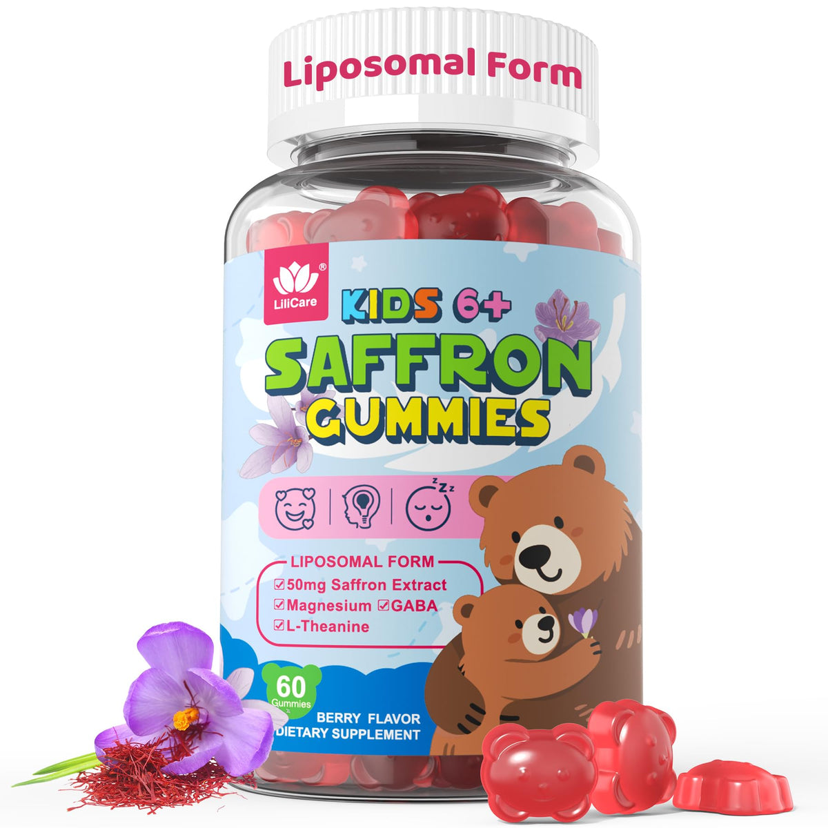 Gummies de Safran LILICARE pour enfants, paquet de 59 pièces
