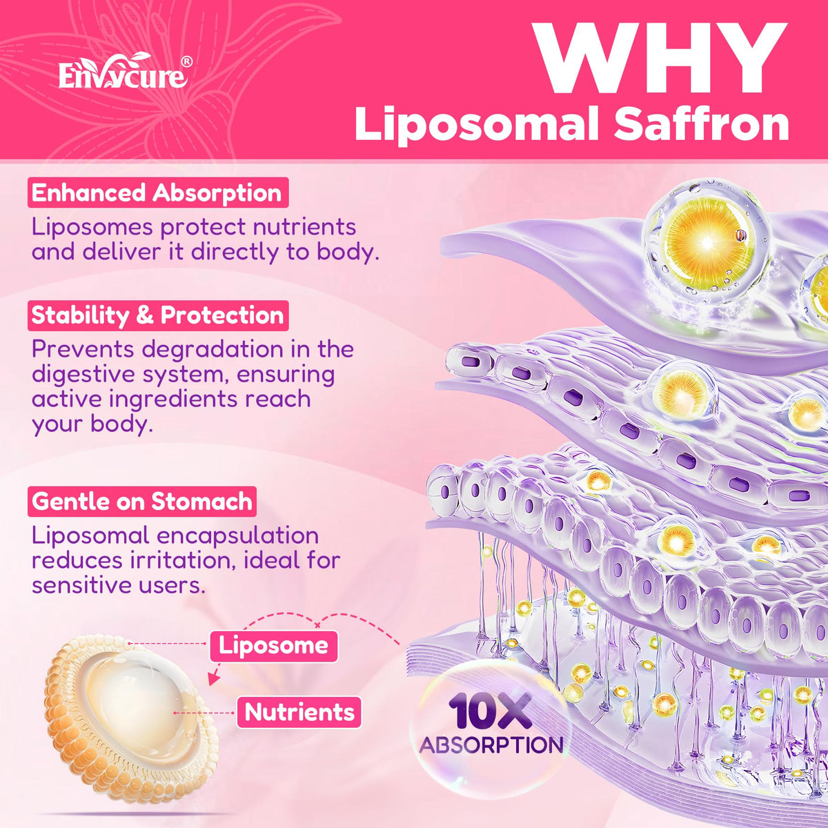 Gummies de Safran Liposomal 100mg avec ingrédients en arrière-plan