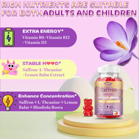 Gummies de safran Lofei 12-en-1, prise de gummies dans une main