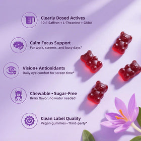 Gummies de safran Lukaree montrant la texture et la couleur