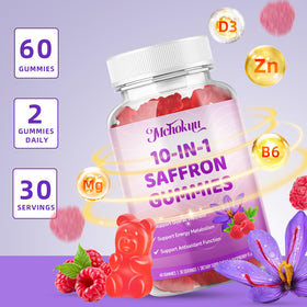 Gummies de Safran Mchokuu avec une cuillère