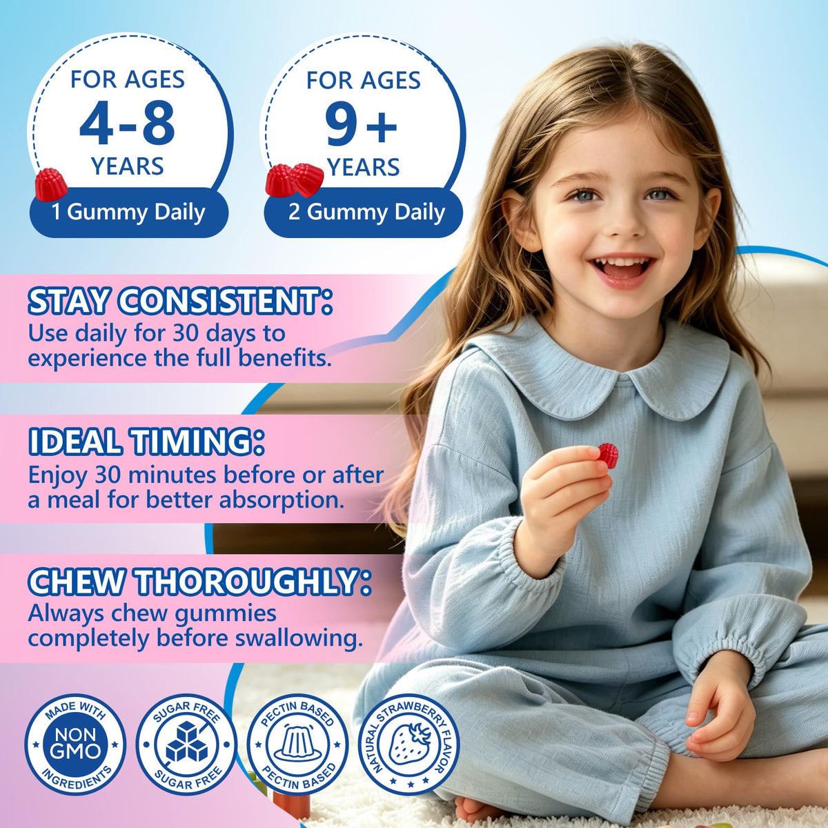 Gummies de Safran SEPT YAN dans une main d'enfant