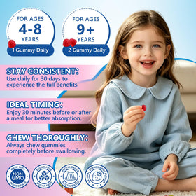 Gummies de Safran SEPT YAN dans une main d'enfant