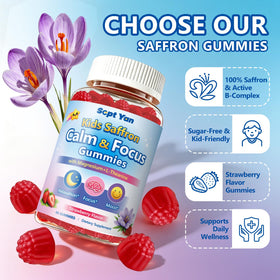 Gummies de Safran SEPT YAN, saveur fraise, en gros plan