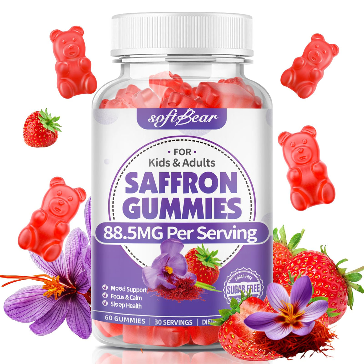 Gummies de Safran softbear 10-en-1 emballage avant