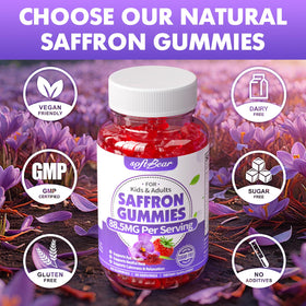 Gummies de Safran softbear sur une table en bois