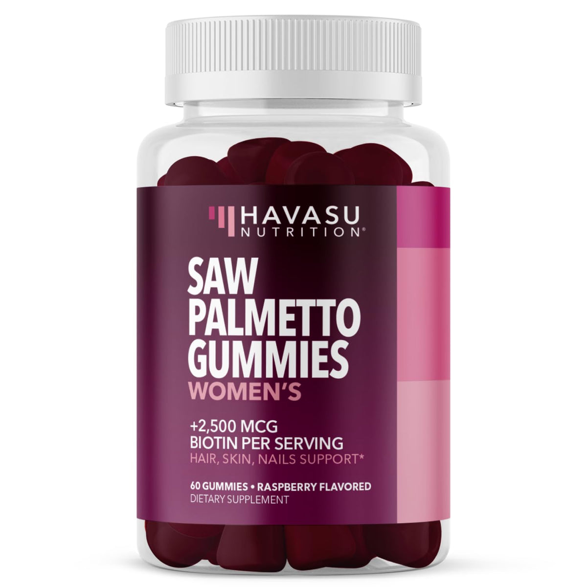 Gummies de Saw Palmetto à la framboise HAVASU NUTRITION, vue de face