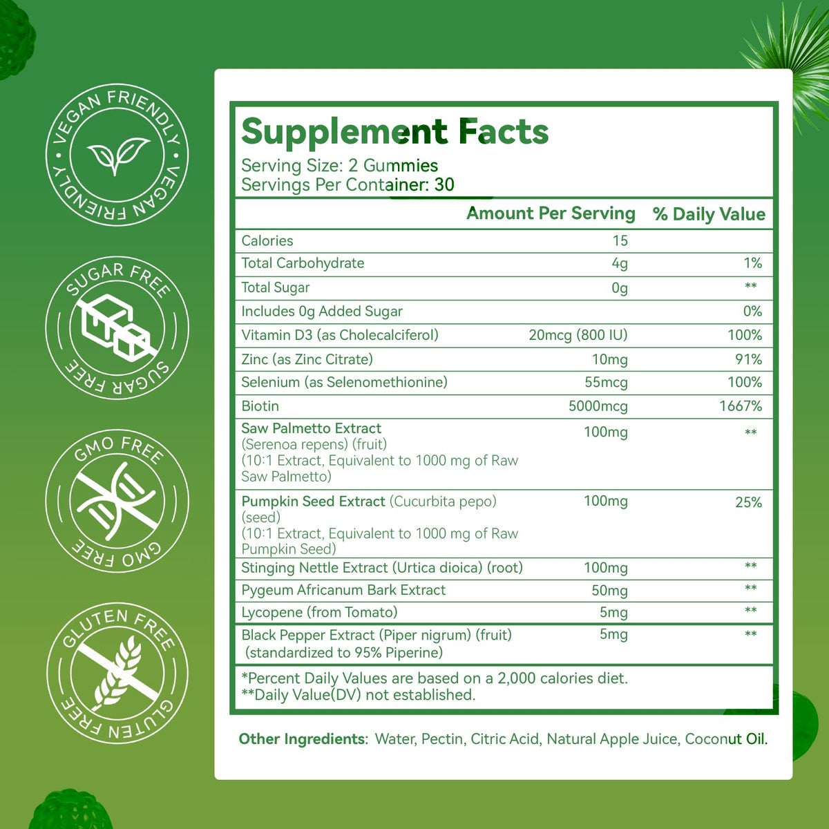 Gummies de Saw Palmetto d'Agumoon avec saveur de pomme