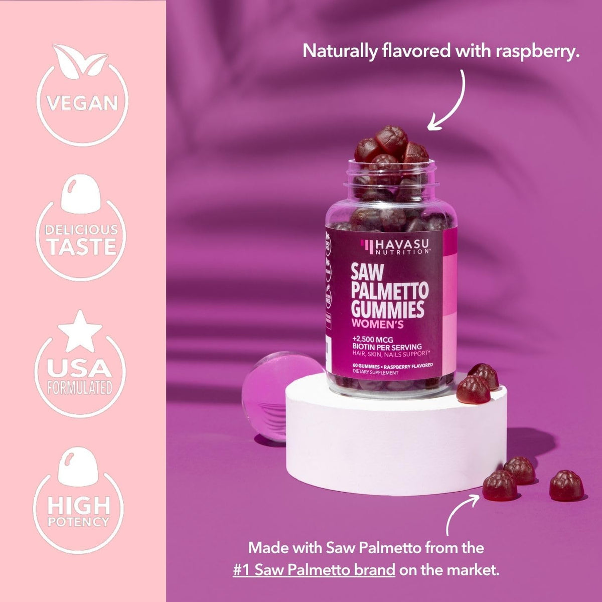 Gummies de Saw Palmetto HAVASU NUTRITION, ingrédients sur l'étiquette