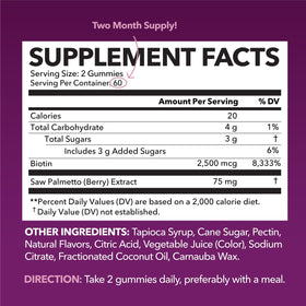 Gummies de Saw Palmetto HAVASU NUTRITION, vue de côté avec étiquette