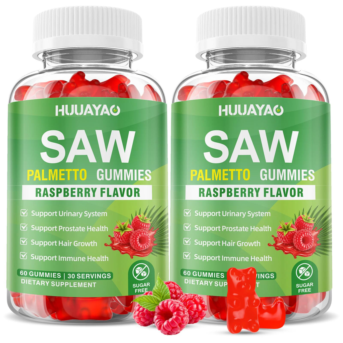 Gummies de Saw Palmetto HUUAYAO pot de 120 unités vue de face