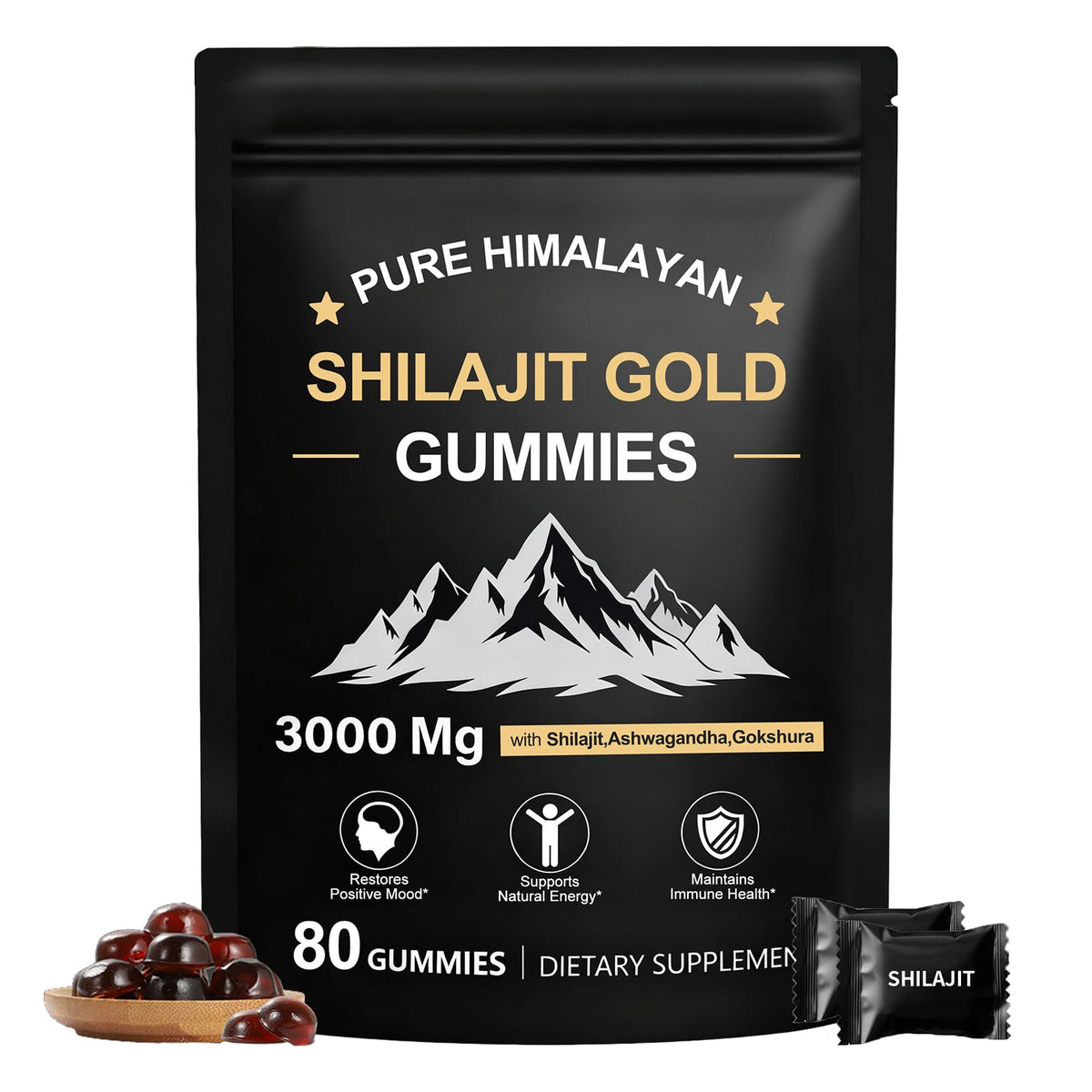 Gummies de Shilajit Tideon 80 Gummies vue avant avec emballage