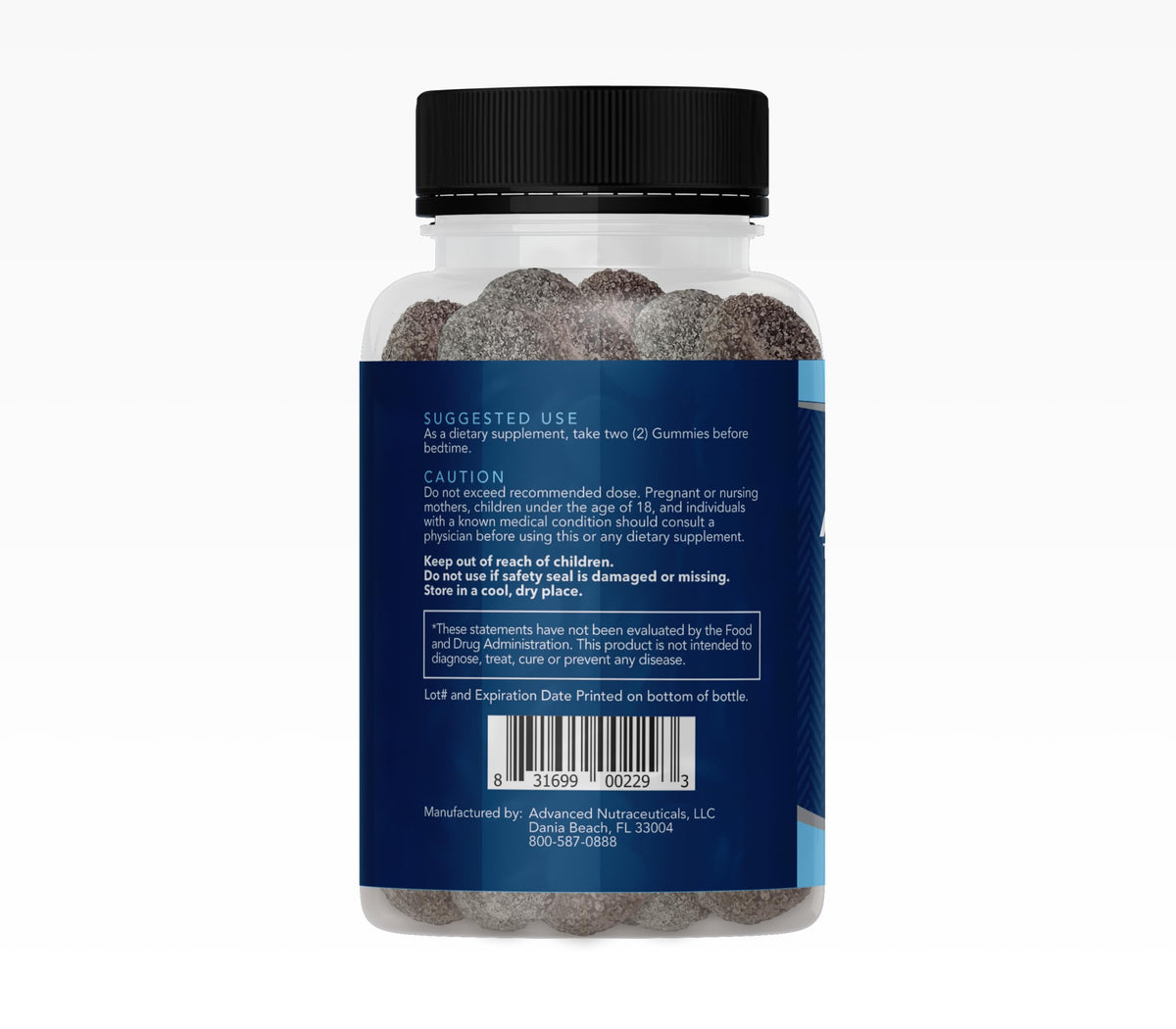 Gummies de sommeil Avinol PM avec des ingrédients naturels en arrière-plan