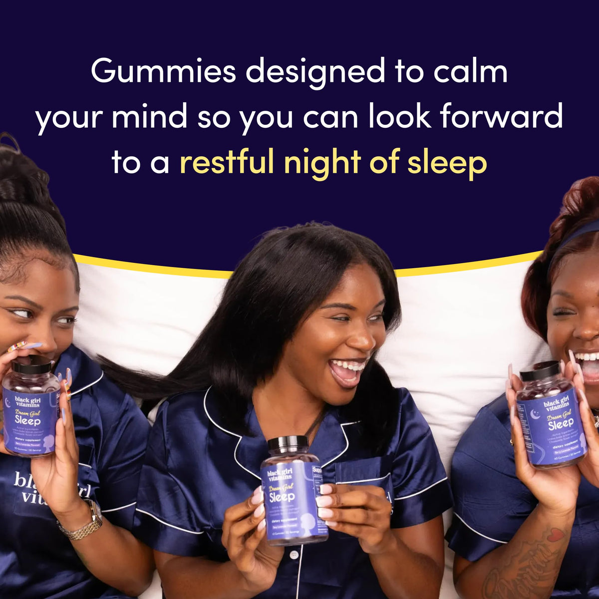 Gummies de Sommeil Black Girl Vitamins, étiquette du produit au premier plan