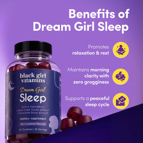 Gummies de Sommeil Black Girl Vitamins, vue de côté avec gummies visibles