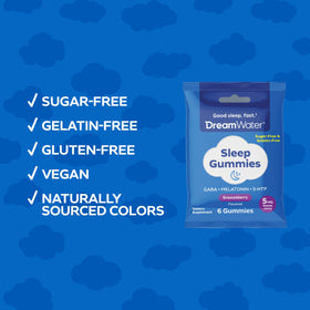 Gummies de sommeil Dream Water avec ingrédients GABA, mélatonine et 5-HTP
