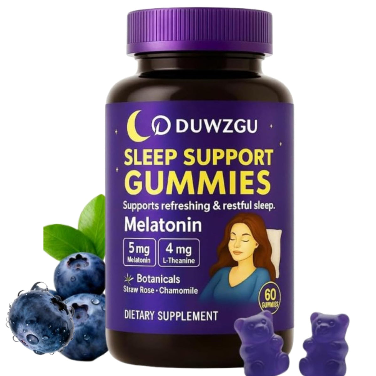Gummies de Sommeil DUWZGU au goût de baies, vue de face