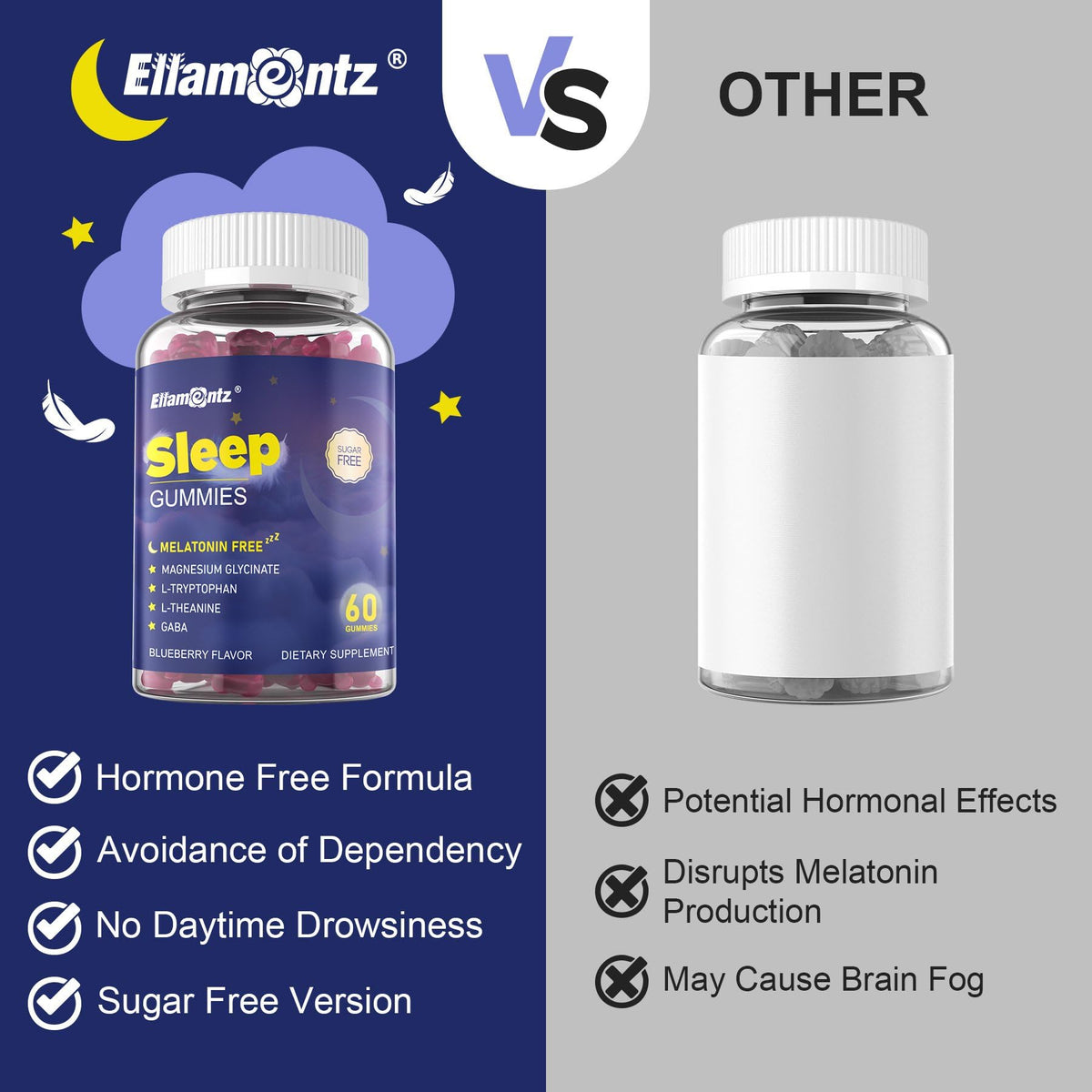 Gummies de sommeil ELLAMENTZ avec un verre d'eau