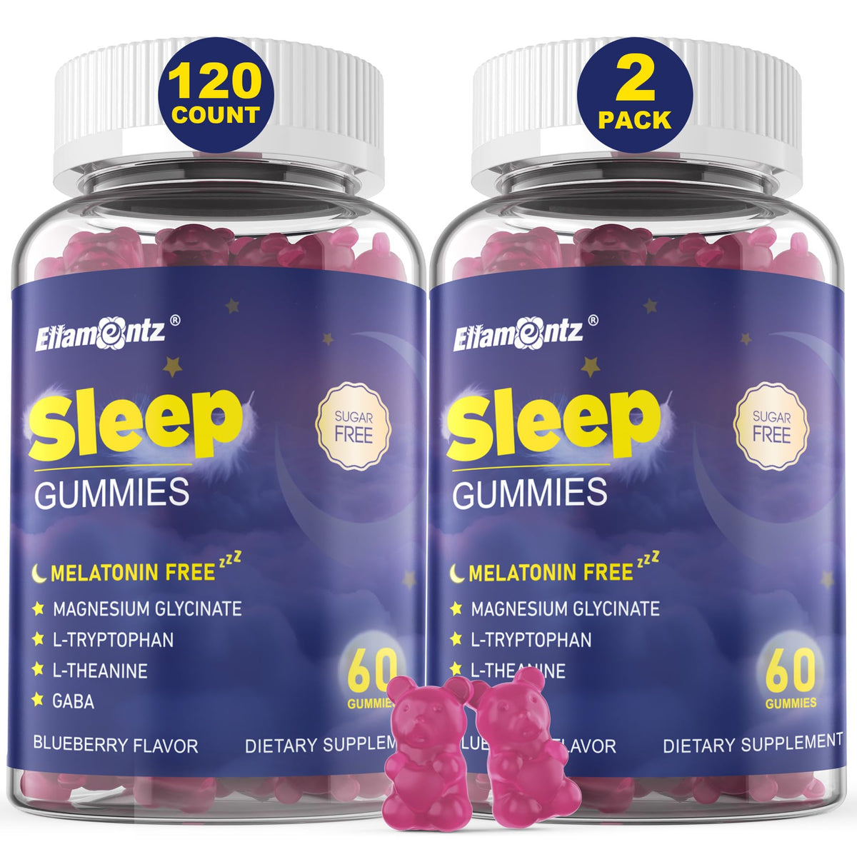 Gummies de sommeil ELLAMENTZ pot de 60 unités vue de face