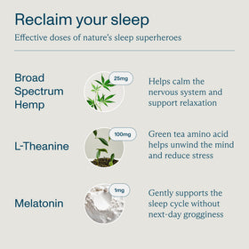 Gummies de sommeil FOCL avec ingrédients naturels en arrière-plan