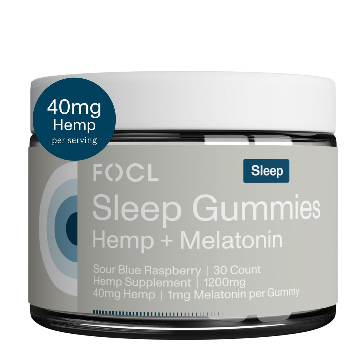 Gummies de sommeil FOCL en pot de 30 unités, framboise bleue