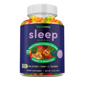 Gummies de Sommeil HEMPWAY 60 unités vue avant avec emballage coloré