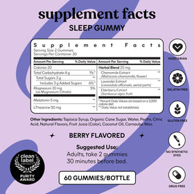 Gummies de sommeil Lemme montrant les ingrédients sur l'étiquette