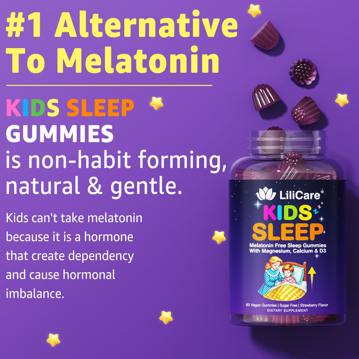 Gummies de sommeil LILICARE avec un enfant en train de les prendre