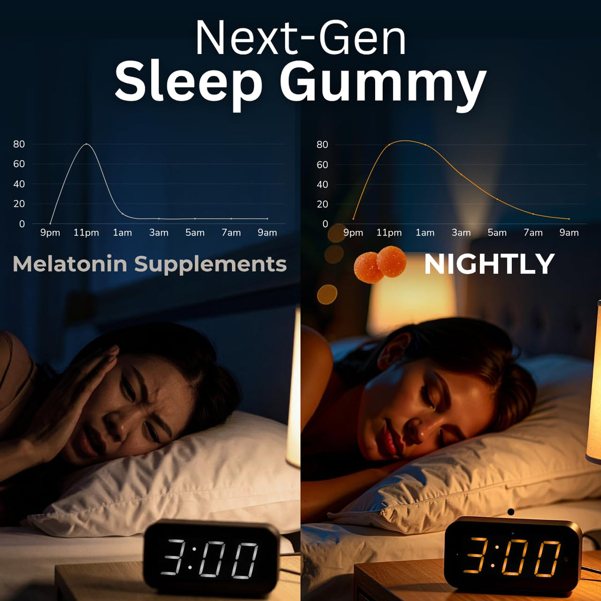 Gummies de Sommeil Lune avec une gomme orange sanguine en gros plan