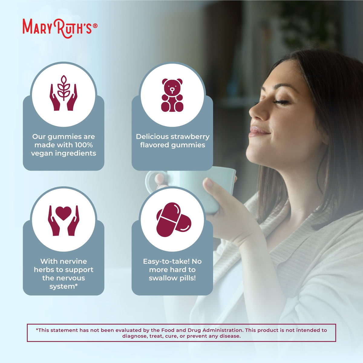 Gummies de sommeil MARYRUTH'S sur une table avec un livre