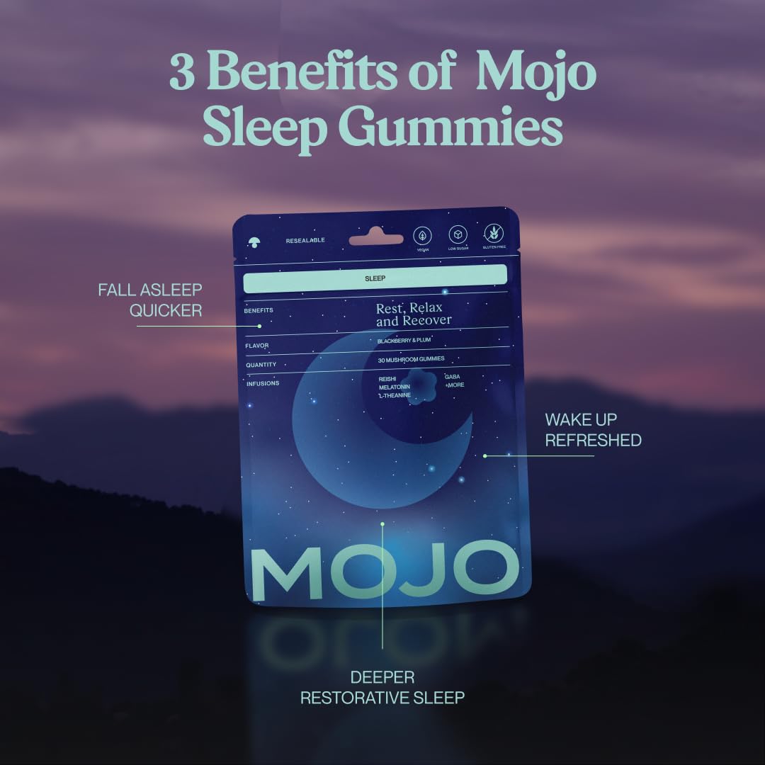 Gummies de Sommeil Mojo - gummies individuelles sur fond blanc