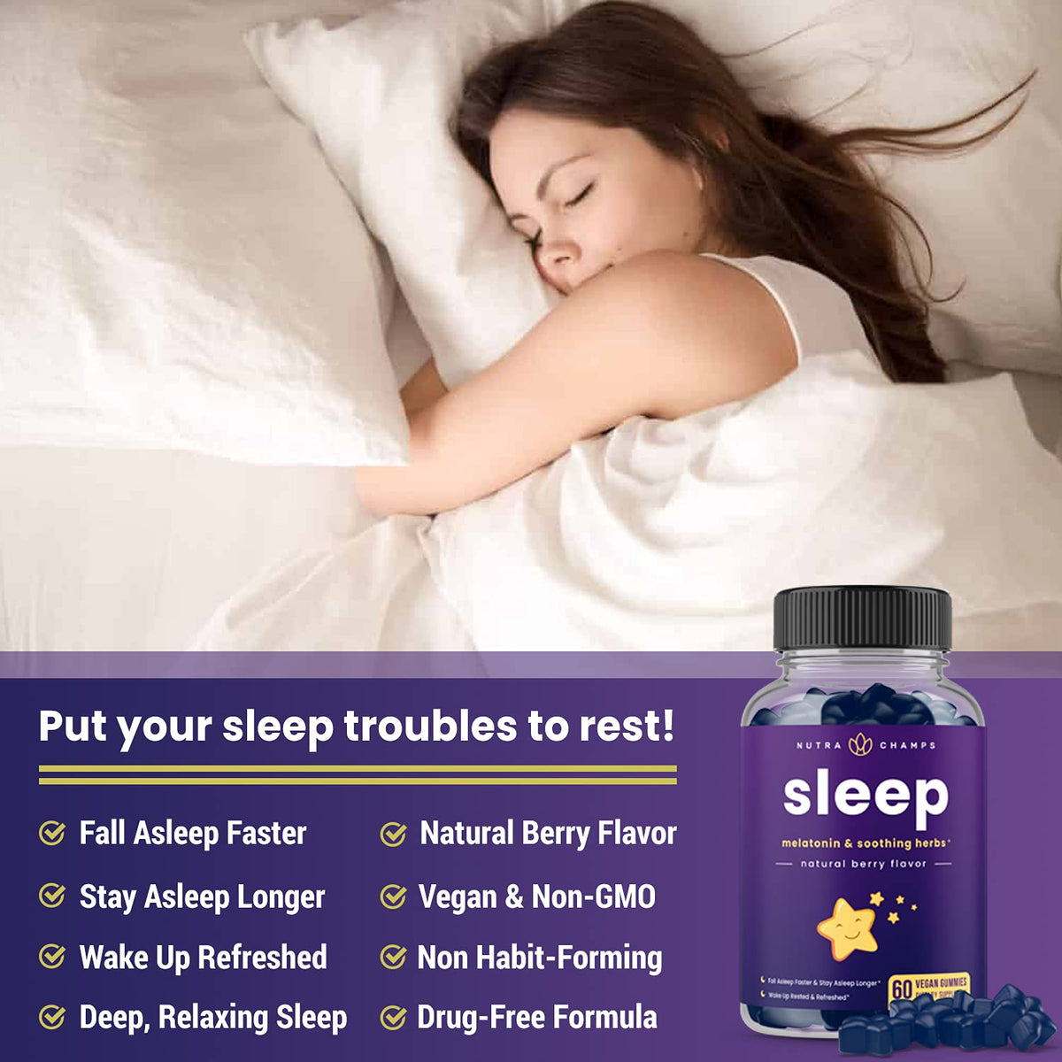 Gummies de sommeil NutraChamps avec des herbes apaisantes