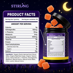 Gummies de sommeil STIRLING dans un bol, vue rapprochée
