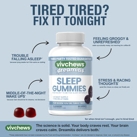 Gummies de sommeil vivchews avec une cuillère en bois