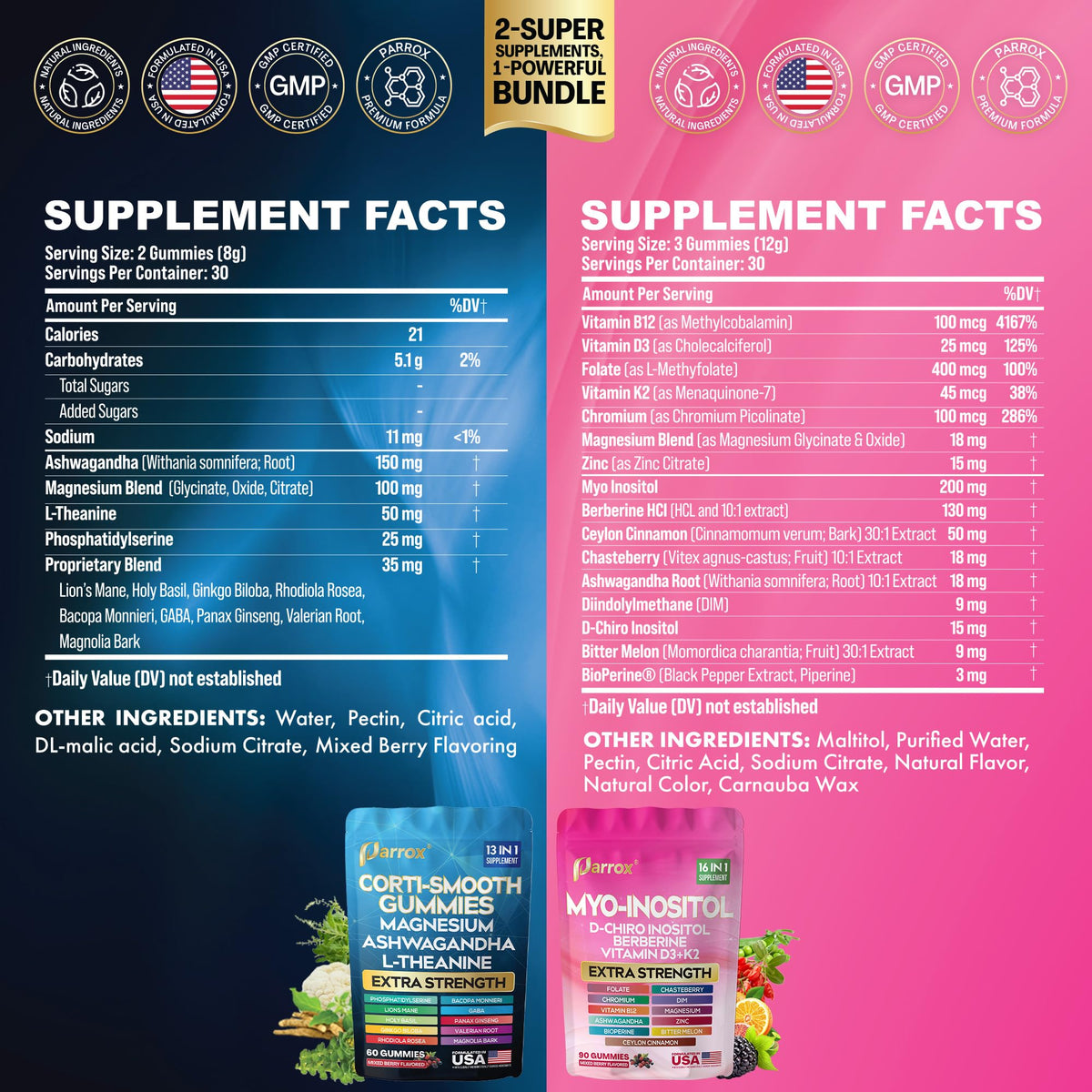 Gummies de soutien au cortisol Parrox avec ingrédients naturels