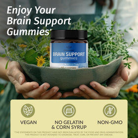 Gummies de soutien cérébral HERBAMAMA à la myrtille sur fond blanc