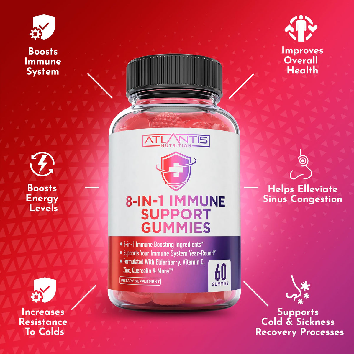 Gummies de soutien daily wellness Atlantis Nutrition, présentation des gummies