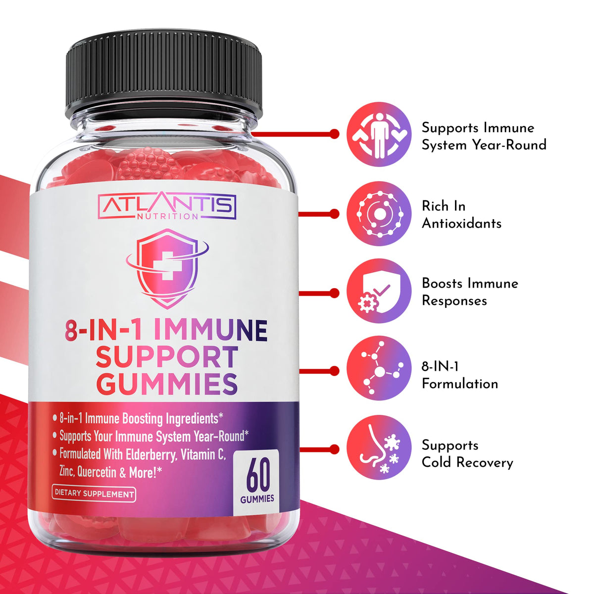 Gummies de soutien daily wellness Atlantis Nutrition sur une table
