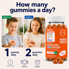 Gummies de soutien daily wellness dose + remedy, ingrédients principaux sur l'emballage