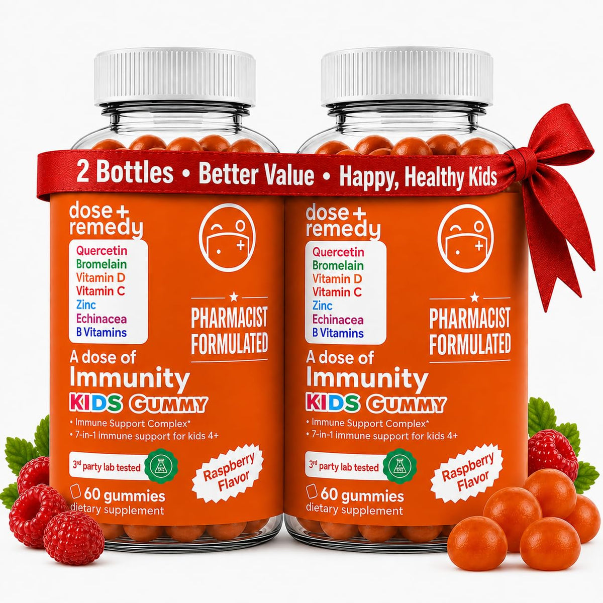 Gummies de soutien daily wellness pour enfants dose + remedy, vue de face