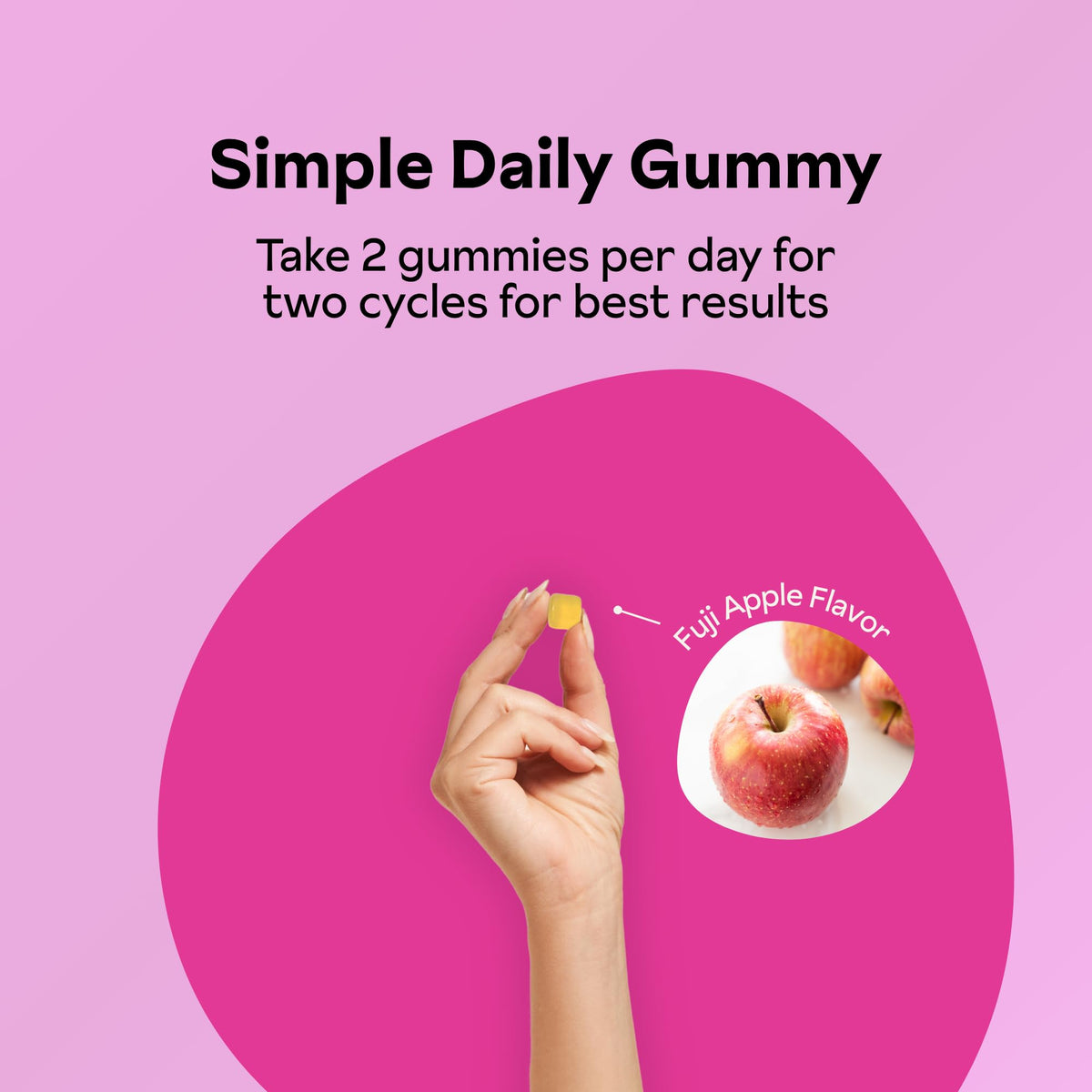 Gummies de soutien PMS Reprise, détail de la gomme au goût pomme Fuji