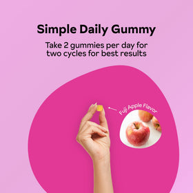 Gummies de soutien PMS Reprise, détail de la gomme au goût pomme Fuji
