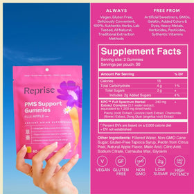 Gummies de soutien PMS Reprise, gummies sur une table en bois