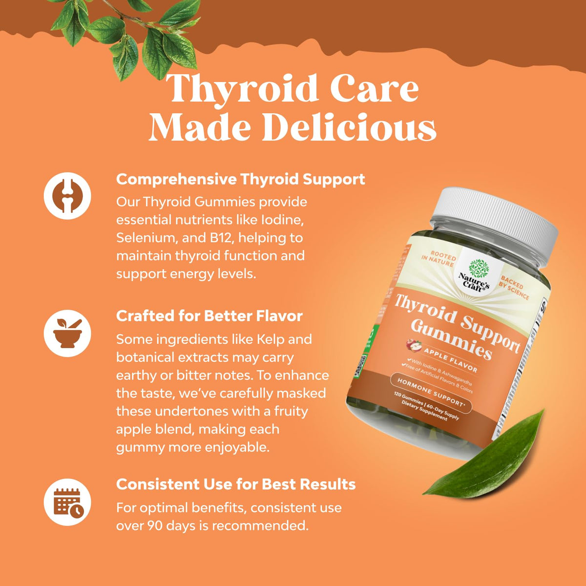 Gummies de soutien thyroïdien Natures Craft, vue de côté