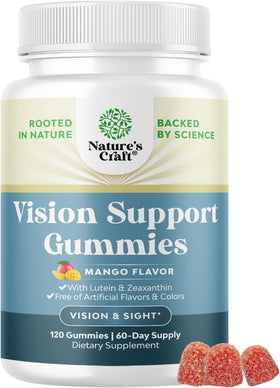 Gummies de soutien visuel Natures Craft avec luthéine et zéaxanthine, avant de l'emballage