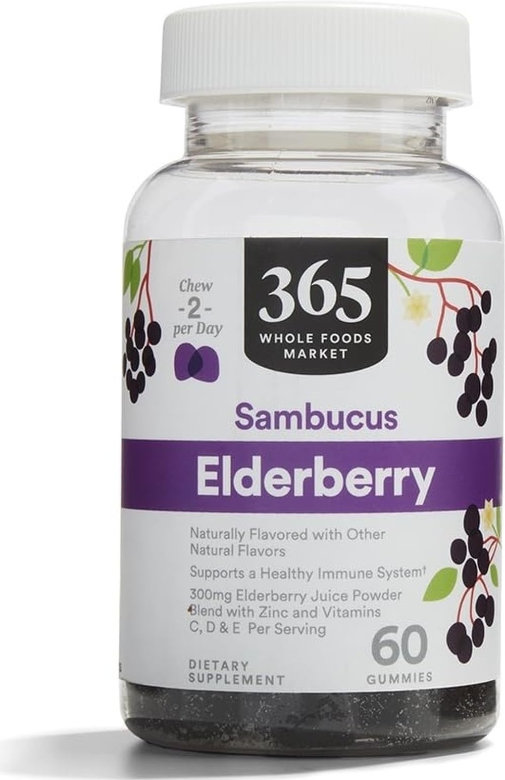 Gummies de sureau 365 by Whole Foods Market, 60 unités, vue de face