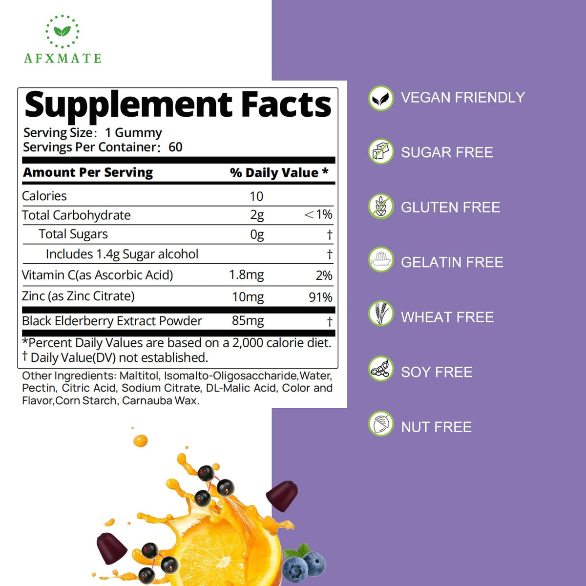 Gummies de Sureau AFXMATE gummies individuelles montrant la texture