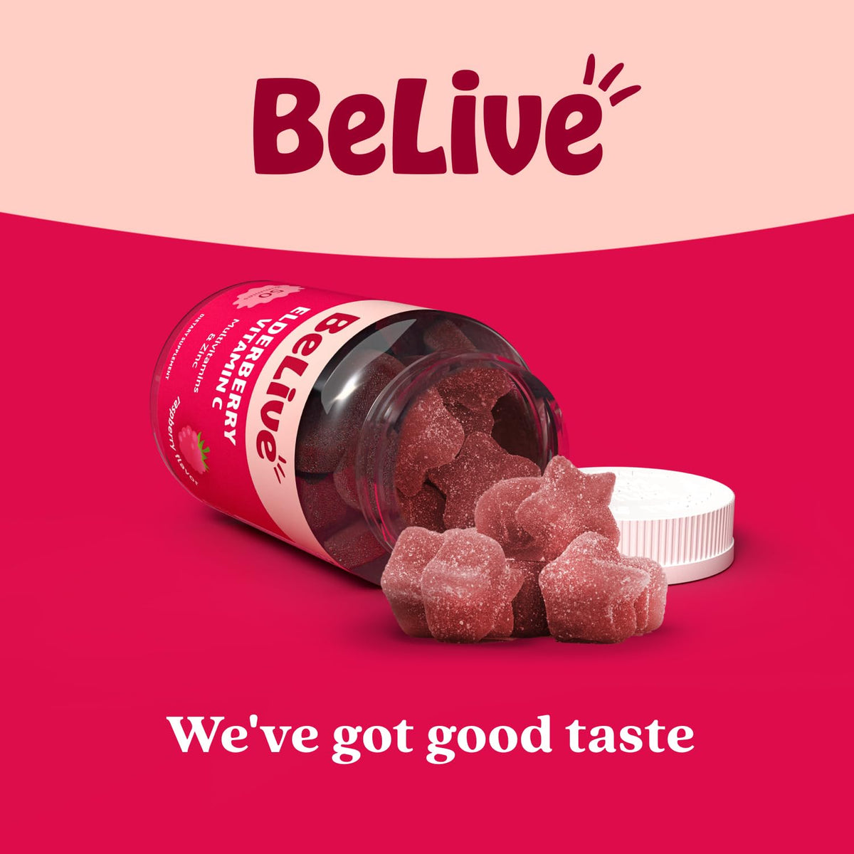 Gummies de Sureau BeLive avec étiquette nutritionnelle visible