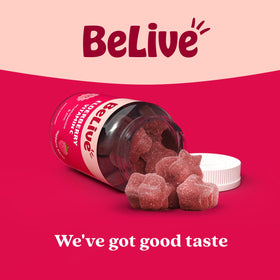 Gummies de Sureau BeLive avec étiquette nutritionnelle visible